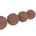 Red Brick Building Components Featuring Vertical Walls And Round Spheres