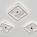 Modern Square Ceiling Lights With Built In Fan And White Frame Design 3d model