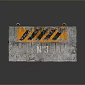 Concrete Barrier With Orange Black Stripes And Metal Rings On Worn Surface