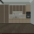 Modern Kitchen Interior With Wall And Base Cabinets Wooden Doors And Stone Countertop