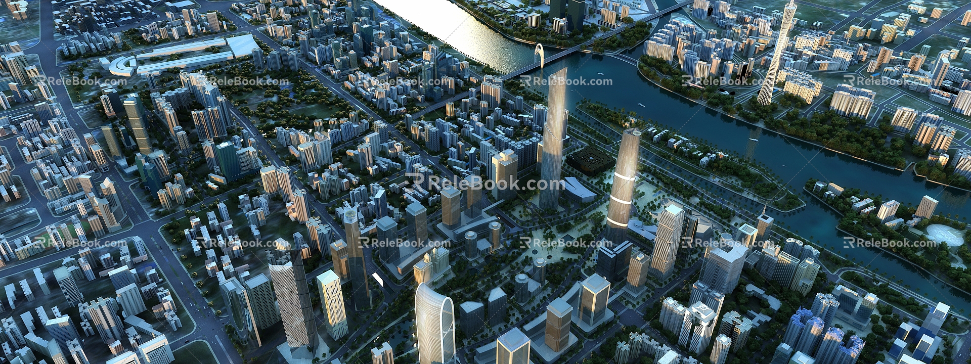 modern aerial view city urban planning 3d model