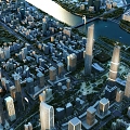 modern aerial view city urban planning 3d model