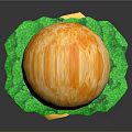 Juicy Hamburger With Orange Bun Green Lettuce Yellow Cheese Red Onion And Beef Patty