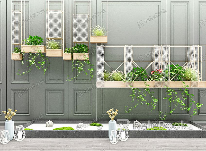 Modern Hanging Basket Courtyard Sketches model