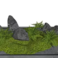 Courtyard Garden Design With Natural Stones Ferns And Green Moss Grass