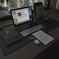 Laptop Workspace Setup With Phone Notebook Mouse Coffee Cup And Plant Near Window