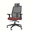 Modern Office Chair With Mesh Backrest Red Seat Cushion Headrest And Armrests