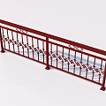 Red Metal Railing with Intricate Geometric Patterns and Sturdy Support Posts for Balcony or Staircase 3d model