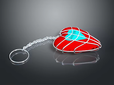 Stylish Red Heart Shaped Fashion Accessory With Silver Chain And Blue Gemstone 3d model