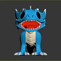 Cute Blue Cartoon Dragon 3D Model With White Horns And Red Sharp Teeth 3d model