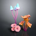 Vibrant Vegetable 3D Models in Colorful Hues Isolated on Dark Background