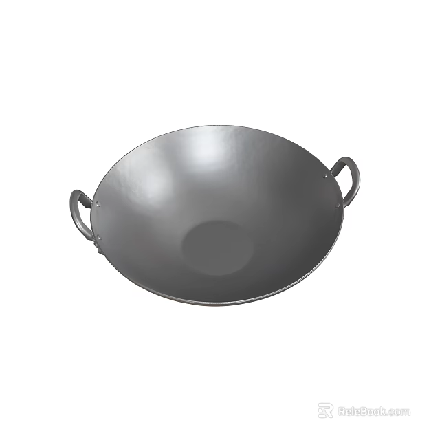Durable Iron Wok With Two Side Handles For Home Cooking Use 3d model