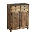 Vintage Wooden Console Cabinet With Drawers And Doors In Entryway Setting