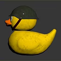 Playful Yellow Rubber Duck Wearing Green Helmet as Daily Life Essential