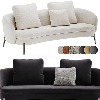 Modern Two Seater Sofa Design With Plush Pillows Metal Legs And Color Options 3d model
