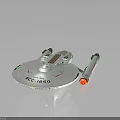 Silver Cosmic Spaceship Model With NCC1650 Number And Red Engine Lights 3d model