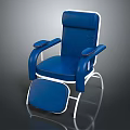 Recliner Chair with Blue Upholstery White Metal Frame Armrests and Footrest
