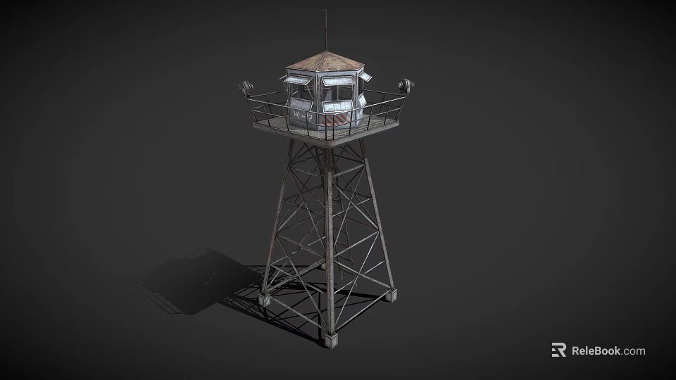 Industrial Equipment Metal Frame Tower With Top Shelter And Railing 3d model 