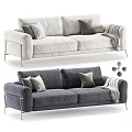Luxury Soft Fabric Double Seater Sofa With Golden Metal Legs And Multiple Fabric Color Options