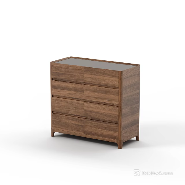 Modern Walnut Sideboard With Multiple Drawers And Smooth Top Surface 3d model