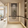 Modern Foyer Hallway With Perforated Screen And Green Plant
