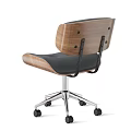 Swivel Table And Chair Combination With White Dark Leather Seats Wooden Backs Metal Bases