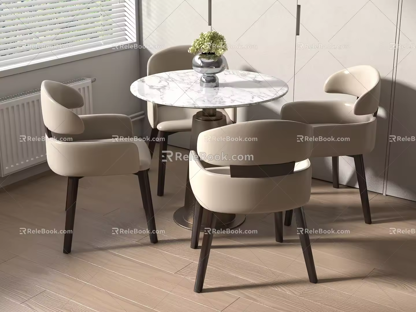 Modern negotiation table and chair combination 3d model