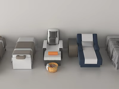 Comfortable Massage Beds In Different Styles With Soft Mattresses And Cushioned Backrests 3d model