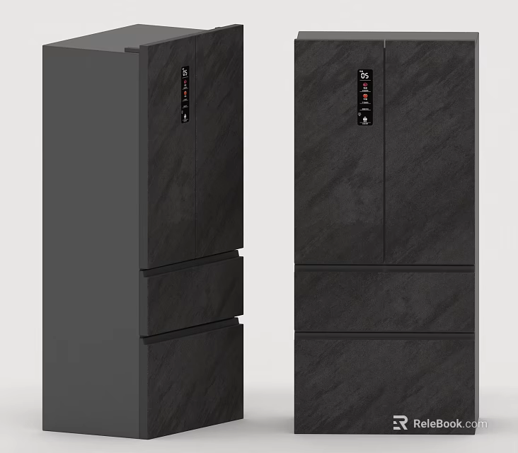 Black Freestanding Daily Use Appliances With Multi Drawer Design And Digital Control 3d model 