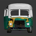 Vintage Green Yellow White Bus Featuring Classic Design And Retro Details
