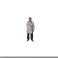 A Man Wearing White Doctor Coat With Stethoscope Standing Against Gray Background