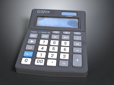 CITIZEN Office Appliance Calculator with Blue Screen Function Keys and Numeric Buttons for Office Use 3d model