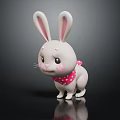Cute White Rabbit Doll With Long Ears Pink Cheeks And Polka Dot Scarf