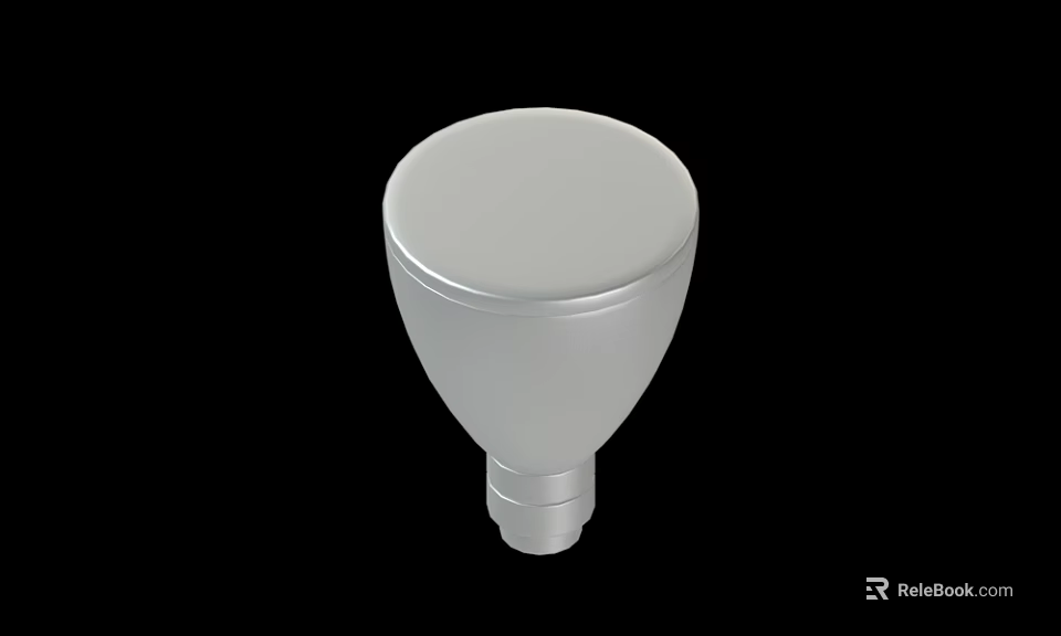 White Round LED Light Bulb With Smooth Surface And Metal Base 3d model 
