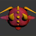 Cute Red Dragon 3D Model With Yellow Horns Wings And Purple Belly
