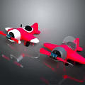 Two Red Toy Planes With White Gray Details Propellers And Clear Cockpits