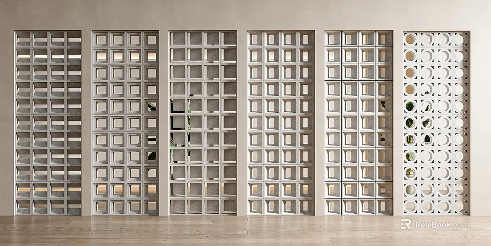 White Lattice Room Divider With Grid Pattern In Modern Interior Design 3d model