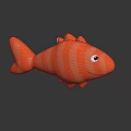 Orange and White Striped Fish Shaped Doll with Round Eyes and Playful Design