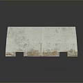 Two Section Concrete Road Barrier On Reflective Platform With Weathered Surface And Grooved Base