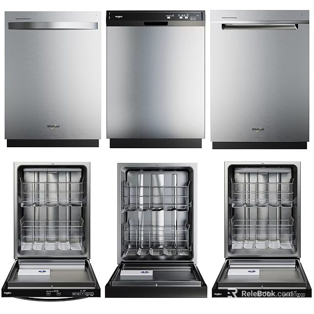 Modern Kitchen Stainless Steel Dishwashers With Interior Racks And Efficient Cleaning 3d model 
