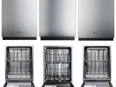 Modern Kitchen Stainless Steel Dishwashers With Interior Racks And Efficient Cleaning 3d model