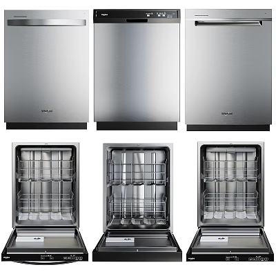 Modern Kitchen Stainless Steel Dishwashers With Interior Racks And Efficient Cleaning 3d model