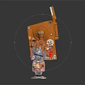 Orange Robot With Colorful Decorations And Mechanical Details In Playful Design