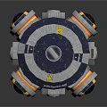 Advanced Mechanical Device With Circular Structure Camera Lens And Yellow Accents