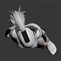 Futuristic Tech Bodysuit Design With Black And White Armor And Helmet
