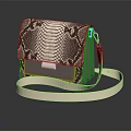 Fashionable Snakeskin Pattern Shoulder Bag With Flap Design And White Strap