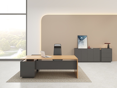 modern office desk and chair 3d model