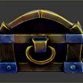 Wooden Treasure Chest With Gold Blue Metal Accents Lock Clasp And Textured Surface
