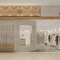 YIYISUKI Shopping Mall Store Featuring Wooden Facade Grid Design And Clothing Racks With Plants