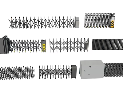 Various Retractable Security Gates With Metal Folding And Sliding Structures 3d model
